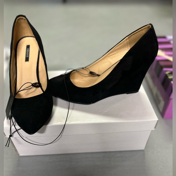 Black Suede Wedges - Picture 2 of 3